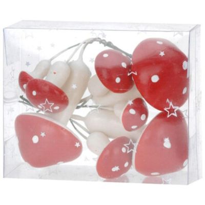 15. DECORATIVE FIGURINE OF MUSHROOMS ON WIRE 9 PCS