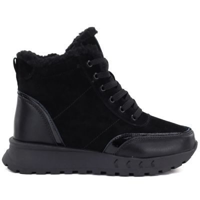 2. Black women’s leather platform ankle boots Jezzi 26BT17-488