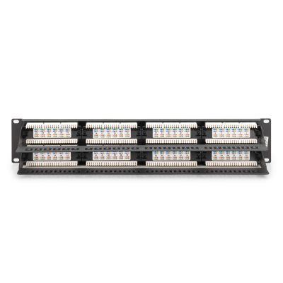 3. Digitus Patch Panel 19'' 48x RJ45, LSA vertical, cat.6, unshielded, 2U, black, cable guide, labeling fields