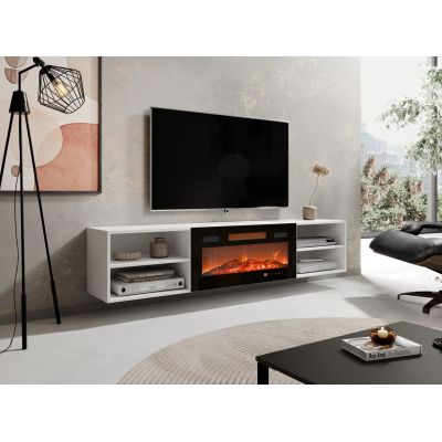 9. POLO TV cabinet 180x33x39 white + black fireplace