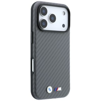 4. BMW M Carbon Metal Logo MagSafe Case for iPhone 17 Pro / 18 Pro - Gray