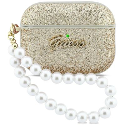 Guess Glitter Pearl Strap Case for AirPods Pro 3 - Gold