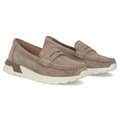 5. Women's beige leather platform loafers Filippo DP7528