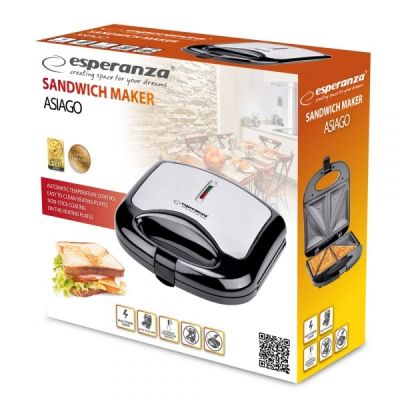 3. Esperanza ASIAGO EKT011 sandwich maker (1000W; black and silver)