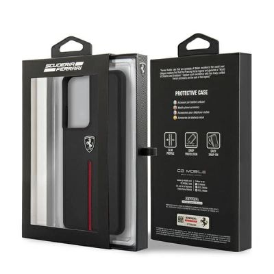 8. Ferrari FEOSIHCS21LBK S21 Ultra G998 black/black hardcase Off Track Leather Nylon Stripe