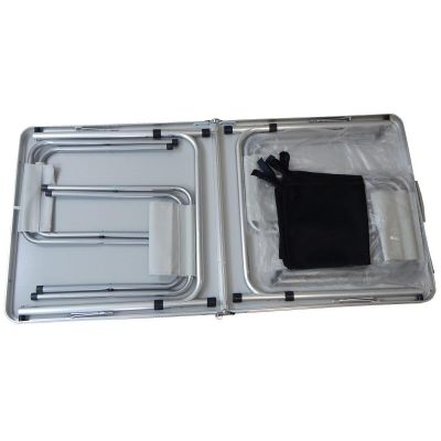 10. FOLDABLE CAMPING TABLE 120x60x70/62/55CM 4 CHAIRS AND SHELF