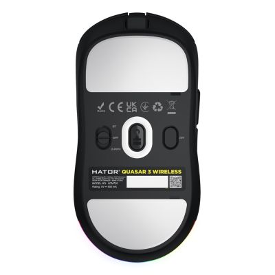 2. HATOR Quasar 3 Wireless Gaming Mouse Ambidextrous RF Wireless + Bluetooth + USB Type-A Optical 12000 DPI