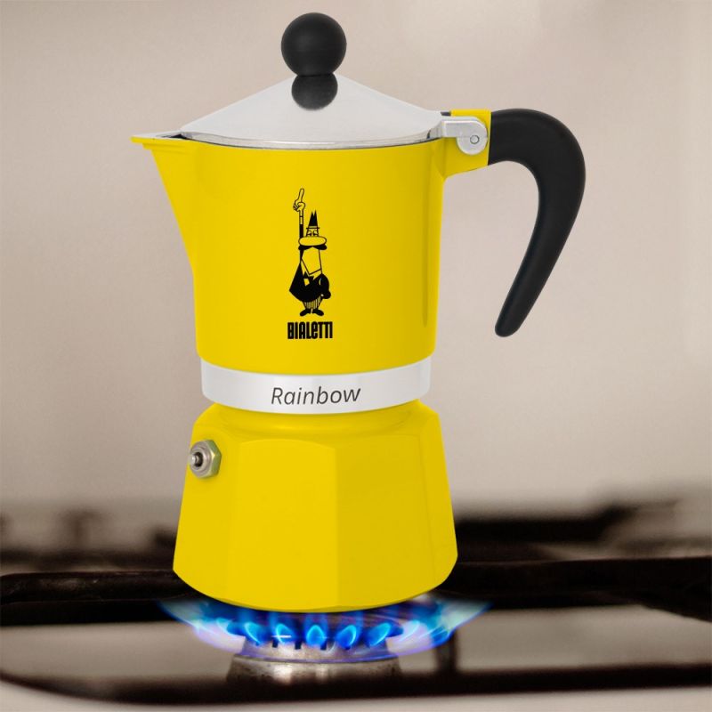 5. Bialetti Rainbow 6tz Coffee Maker Yellow