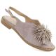 Women's flat closed sandals with sequins khaki Potocki 43349