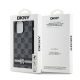 8. DKNY Leather Checkered Mono Pattern & Printed Stripes Case for iPhone 14 Pro Max - Black