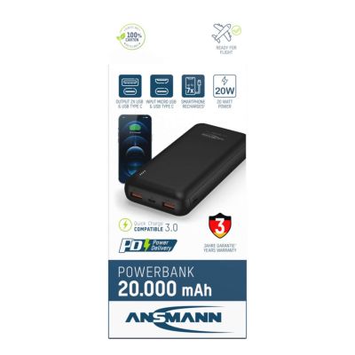 8. Ansmann PB320PD Lithium Polymer (LiPo) 20000 mAh Black