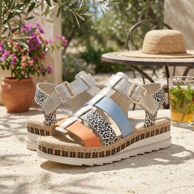 8. Rieker V7904-90 Women's Leather Wedge Sandals