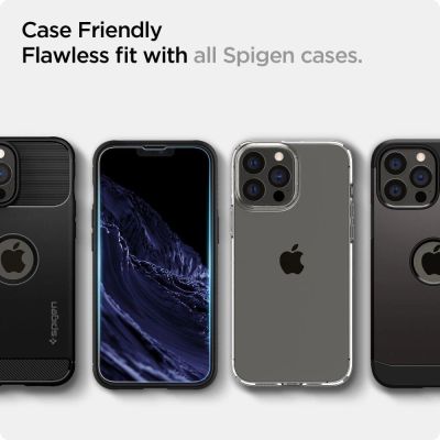 5. Spigen Glas.tR EZ Fit Tempered Glass for iPhone 13 / 13 Pro / 14 / 16e / 17e - 2 pcs.