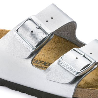 3. Women's Birkenstock Silver Arizona Birko-Flor Silver Regular Flip-Flops Wide (1012282)