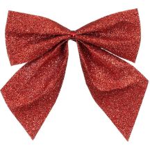 RED DECORATIVE BOW 10x12CM 6PCS MICA