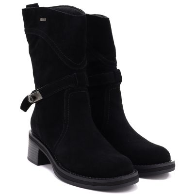 4. Women's leather ankle boots high on a block, black Big Star UU274608