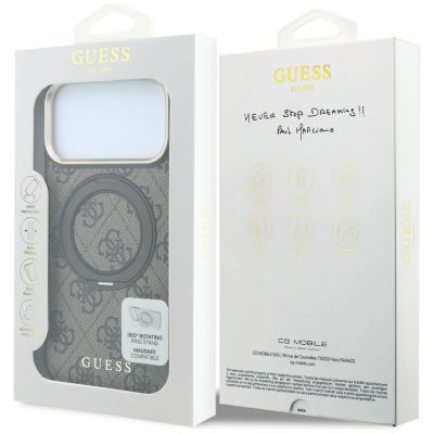 9. Guess Ring Stand 360 4G Classic Logo MagSafe Case for iPhone 18 Pro / 17 Pro - Brown
