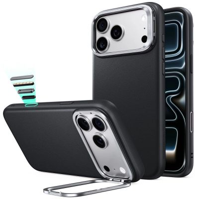 ESR Leather Kickstand MagSafe Case for iPhone 18 Pro / 17 Pro - Black
