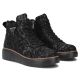 4. Women's leather ankle boots with wedges and flowers, black Filippo DBT6452