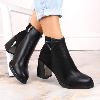 4. D&A S.Barski Premium Collection W OLI238 black insulated ankle boots with decorative heel