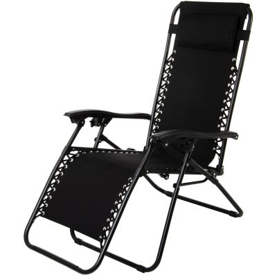 9. BLISS BLACK FOLDABLE GARDEN DECK CHAIR WITH HEADREST, MULTIFUNCTIONAL