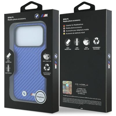 8. BMW M Carbon Printed Ring MagSafe Case for iPhone 17 Pro Max / 18 Pro Max - Blue
