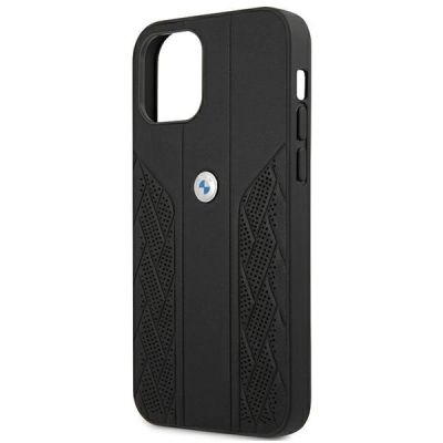 6. BMW Leather Curve Perforate Case for iPhone 12 Pro Max - Black