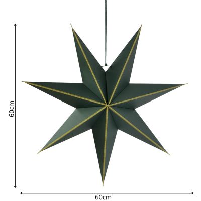6. DECORATIVE HANGING PAPER STAR FSC 18x60CM GREEN 7 ARMS MICA