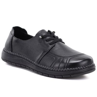 Comfortable black women's leather shoes Vinceza 107240