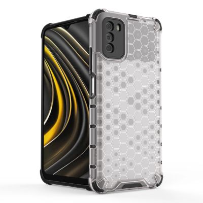 2. Honeycomb Case armor cover with TPU Bumper for Xiaomi Poco M3 transparent
