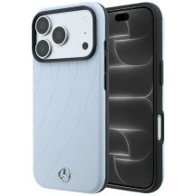 Mercedes Leather with Crossed Lines Anthracite MagSafe Case for iPhone 18 Pro Max / 17 Pro Max – Blue