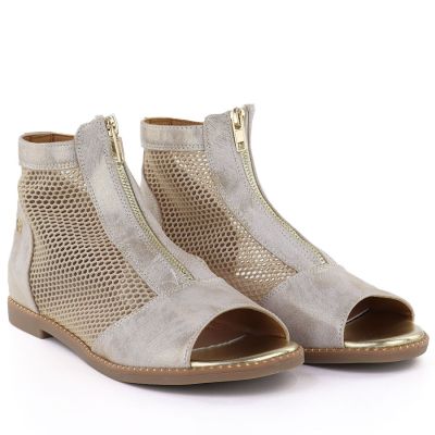 3. Women's summer ankle boots, openwork gold, Jezzi RMR24148-5