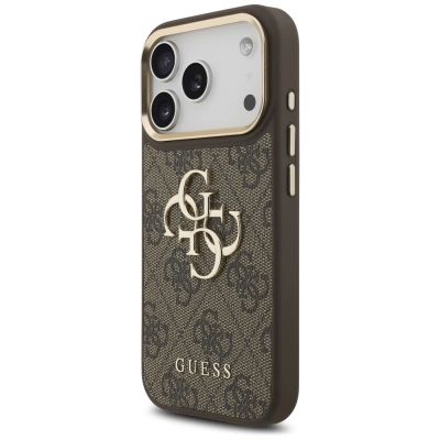 2. Guess 4G Big 4G Classic Logo Big Strap Metal Buttons Case for iPhone 17 Pro - Brown