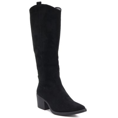 7. Black suede cowboy boots with a block heel M.Daszyński SA261-6