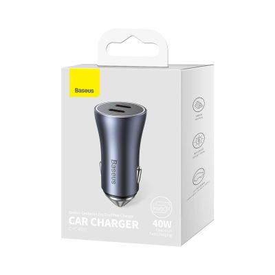 5. Baseus Golden Contactor Pro car charger 2x USB-C 40W gray (CGJP000013)