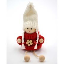 CHRISTMAS HANGING DOLL WITH BUTTON GIRL