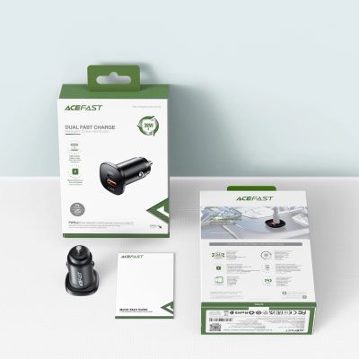 15. Acefast car charger 38W USB Type C / USB, PPS, Power Delivery, Quick Charge 3.0, AFC, FCP black (B1 black)