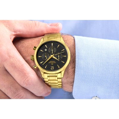 4. Men's Watch Giewont Chronograph Sapphire Gold Black GW6310-B4