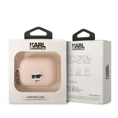 4. Karl Lagerfeld KLAP2RUNCHP AirPods Pro 2 cover pink/pink Silicone Choupette Head 3D
