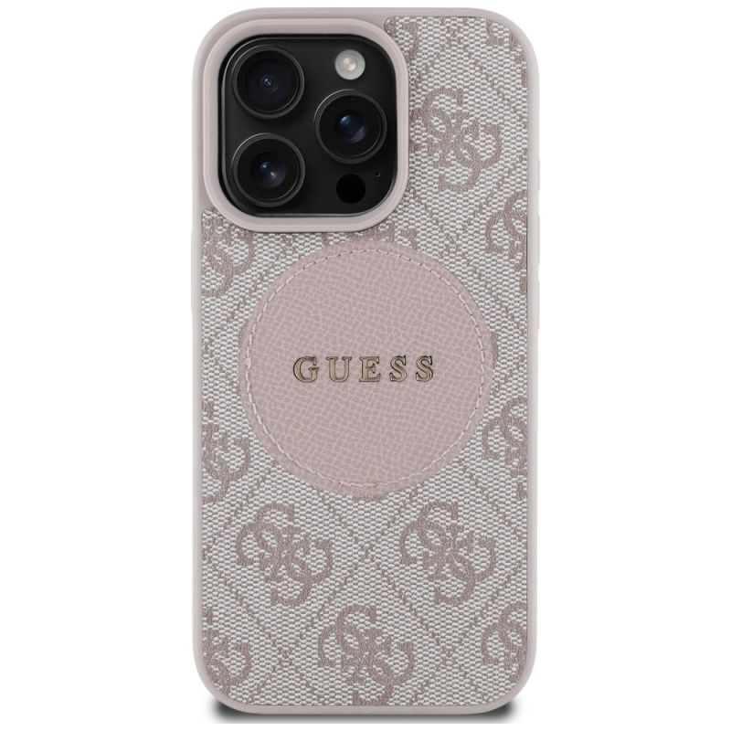 3. Guess 4G Circle Classic Logo MagSafe iPhone 16 Pro Case - Pink