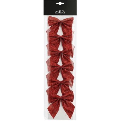 4. RED DECORATIVE BOW 10x12CM 6PCS MICA