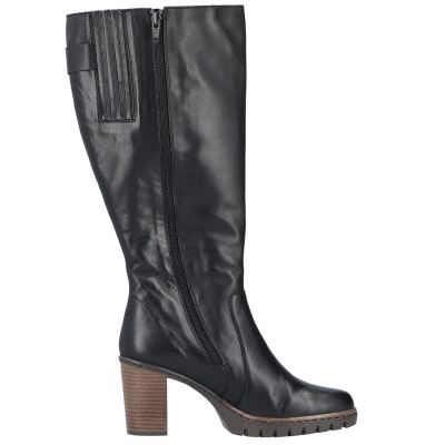 Black women's leather heeled boots Rieker Y2581-00
