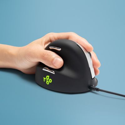 Ergonomic R-Go HE Left-Handed USB Mouse Black/Silver