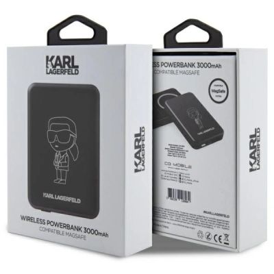 5. Karl Lagerfeld Ikonik MagSafe 5W 3000mAh Inductive Power Bank - Black