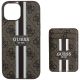 4. Guess 4G Stripes case with Magsafe wallet for iPhone 15 brown