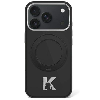 Karl Lagerfeld IML Ring Stand 360 Kameo Metal MagSafe Case for iPhone 17 Pro / 18 Pro - Black