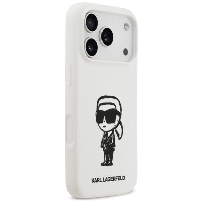 4. Karl Lagerfeld Silicone Karl Sketch & Logo MagSafe Case for iPhone 17 Pro - White