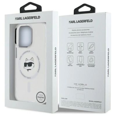 8. Karl Lagerfeld IML Metal Choupette Head MagSafe iPhone 14 Pro Case - White