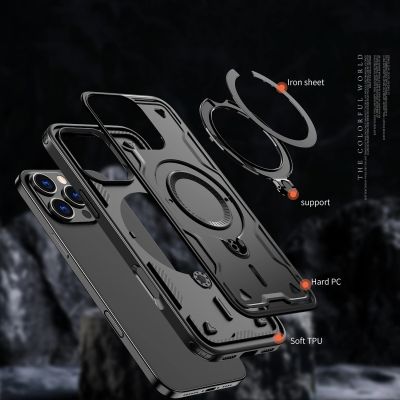 2. Hybrid Armor Trendy Case with MagSafe for iPhone 16 Pro - Black