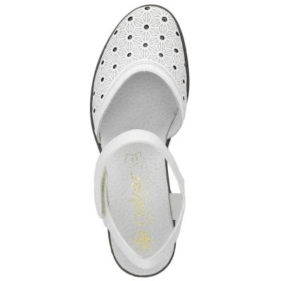 12. Rieker W RKR650 comfortable leather sandals white